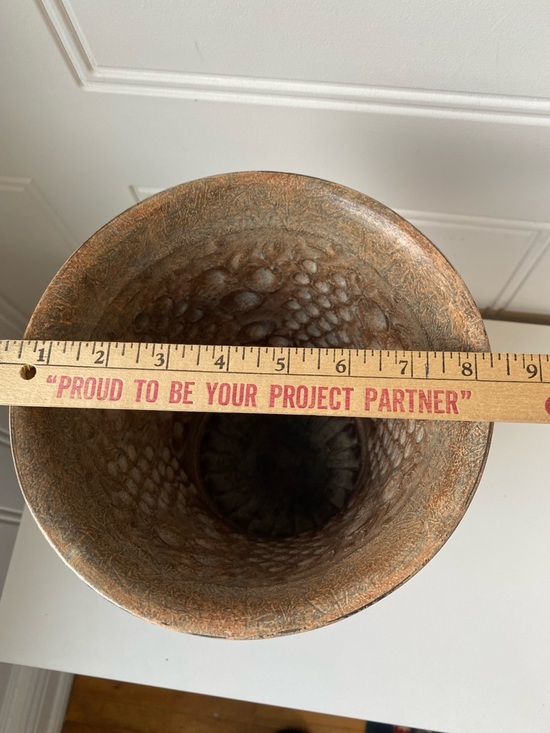 Footed Metal Embossed Urn Pot Vase Châteaucore Cottagecore Parisian Rustic - Picture 10 of 13